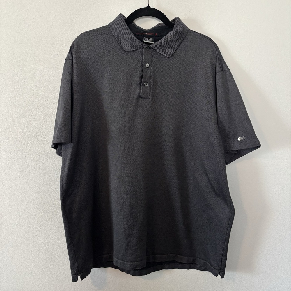Nike Tiger Woods Collection Golf Polo Shirt Mens XL Gray Striped - Picture 2 of 12